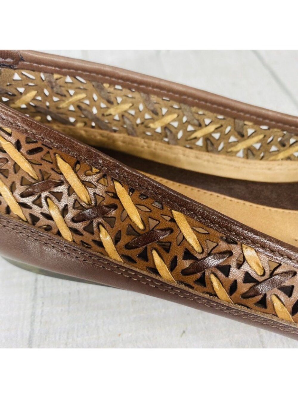 Nurture JILL Brown Woven Leather Closed Toe Buckle Mary Jane Flat Shoes Sz 7.5 M - Picture 12 of 14